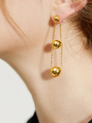 Elegant Triple Ball Pendant Earrings