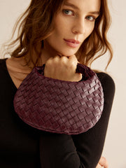 Rounded Woven Zipper Handbag