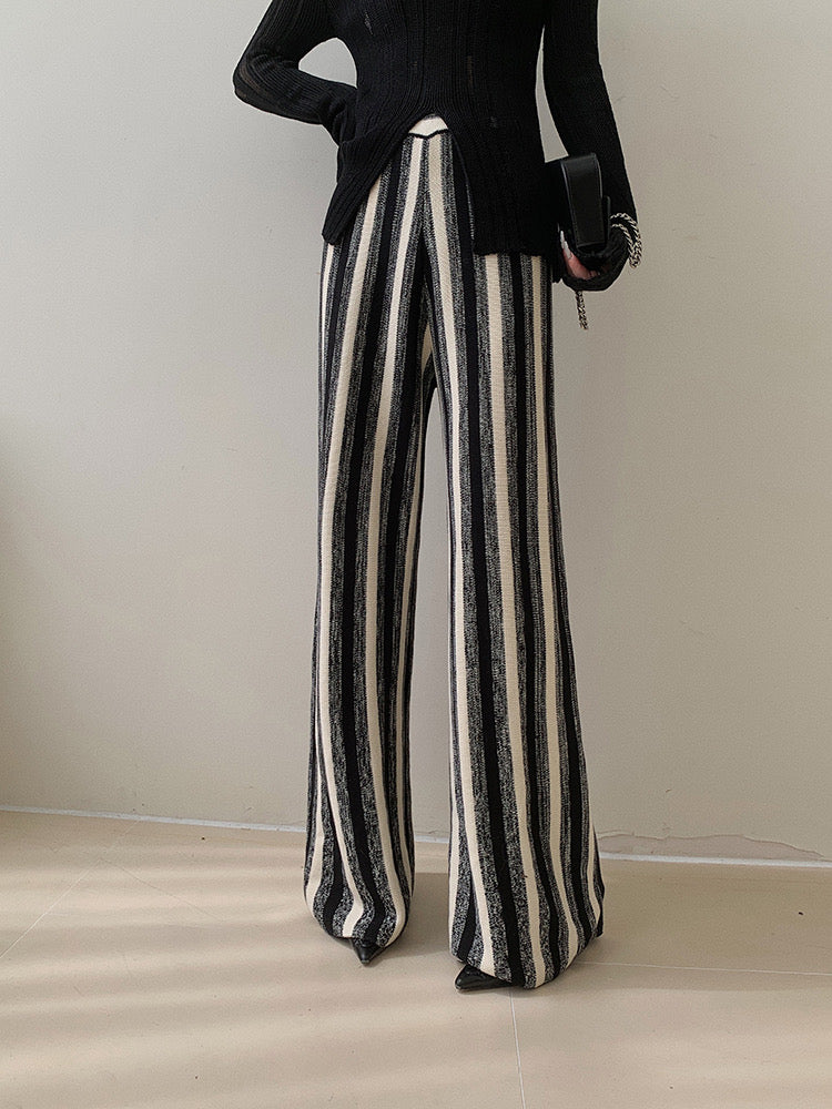 Pinstripe Sweater Straight Pants