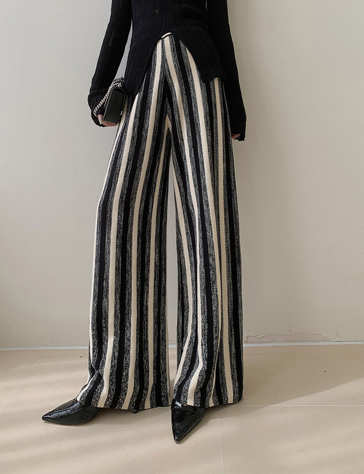 Pinstripe Sweater Straight Pants