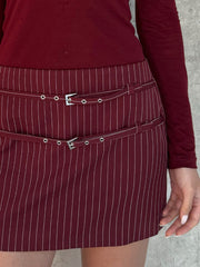 Belt-Decor Pinstripe Skirt