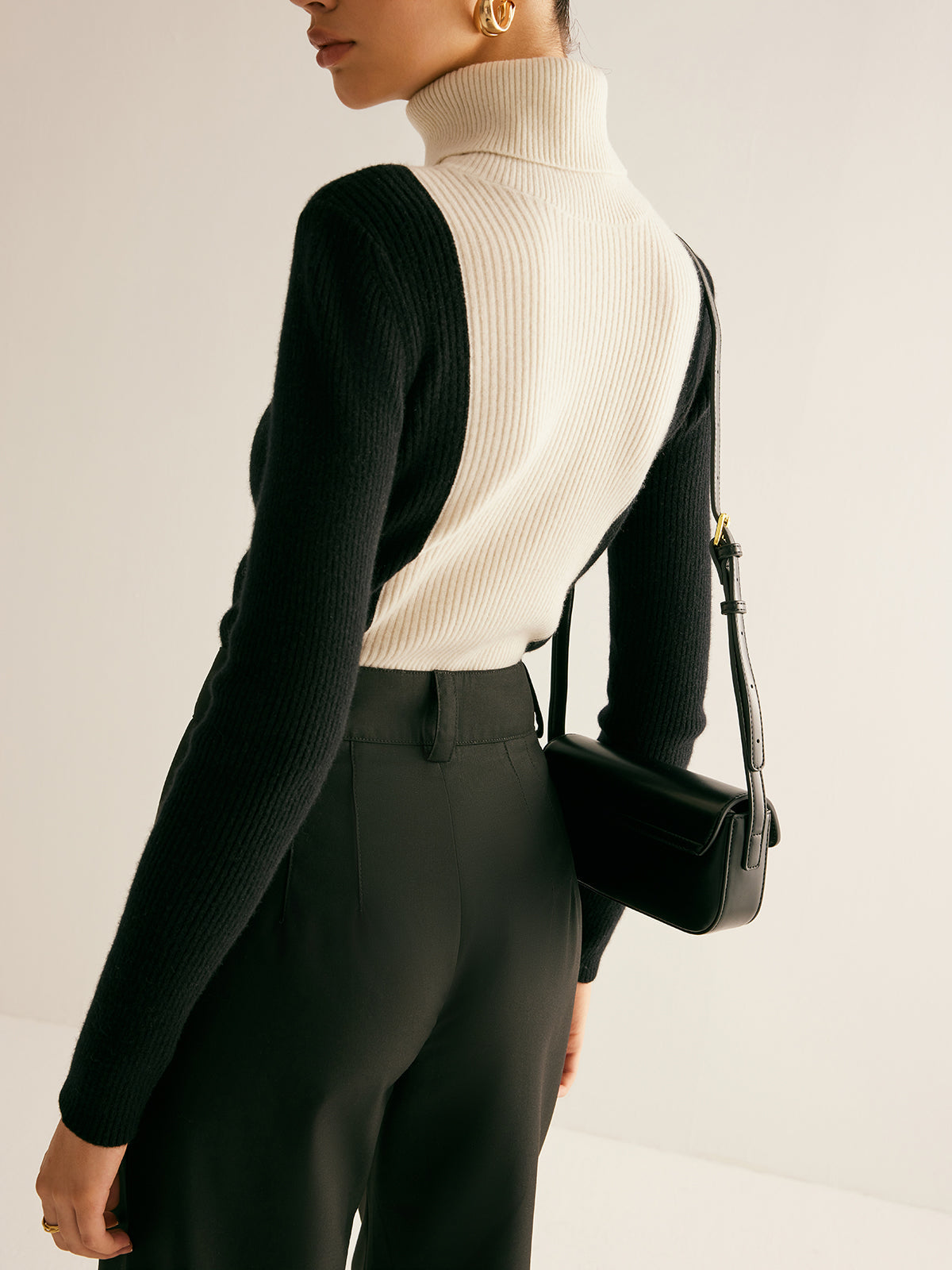 Turtleneck Color Block Sweater