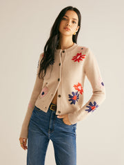 Floral Pattern Breasted Soft Cardigan