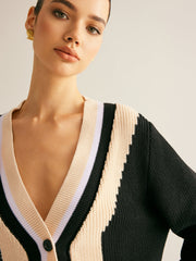 Contrast Trim Ribbed Soft Cardigan