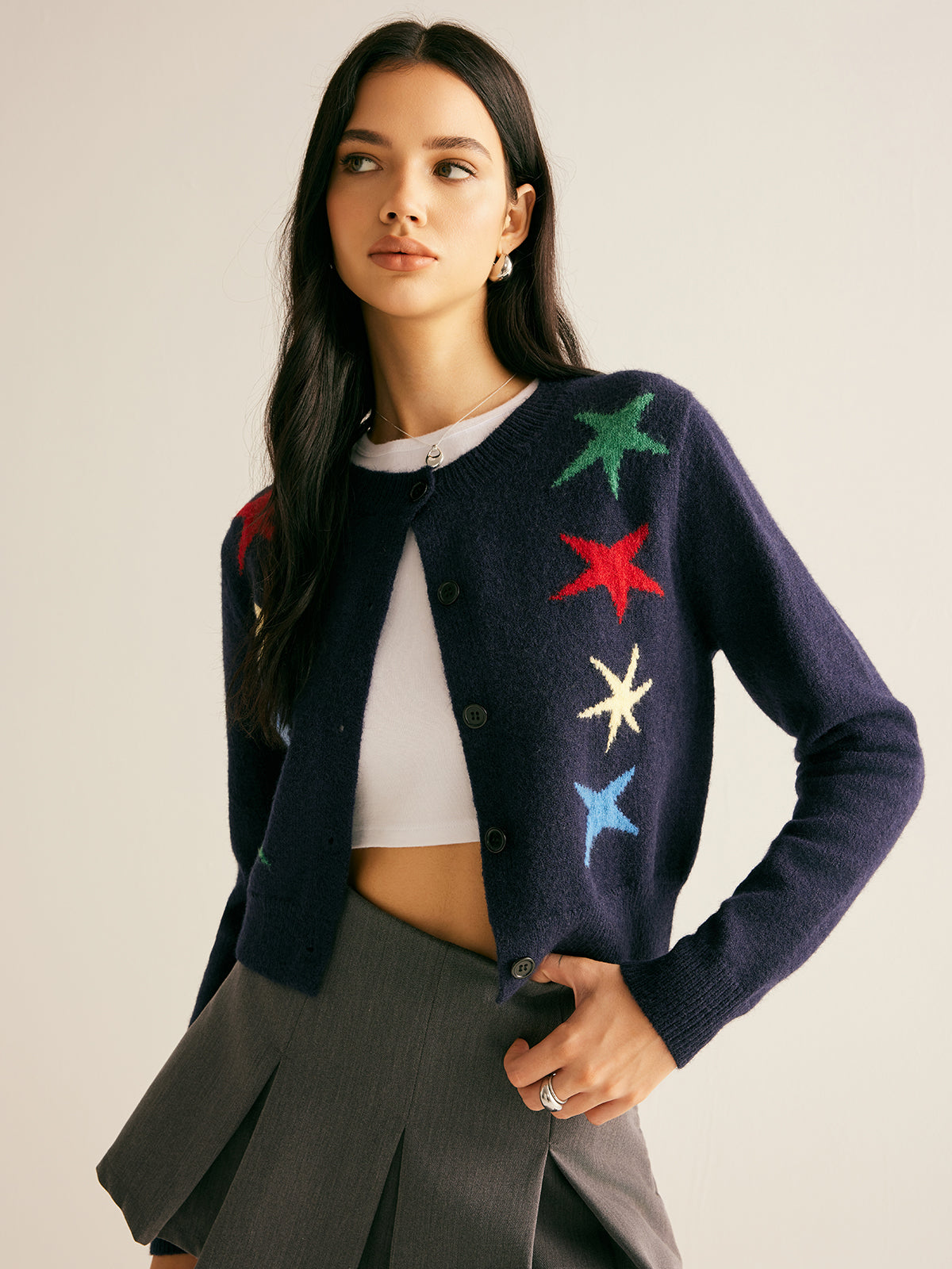 Colorful Star Stretch Cardigan