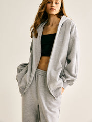 Athleisure Hooded Elastic Waist Pants Set