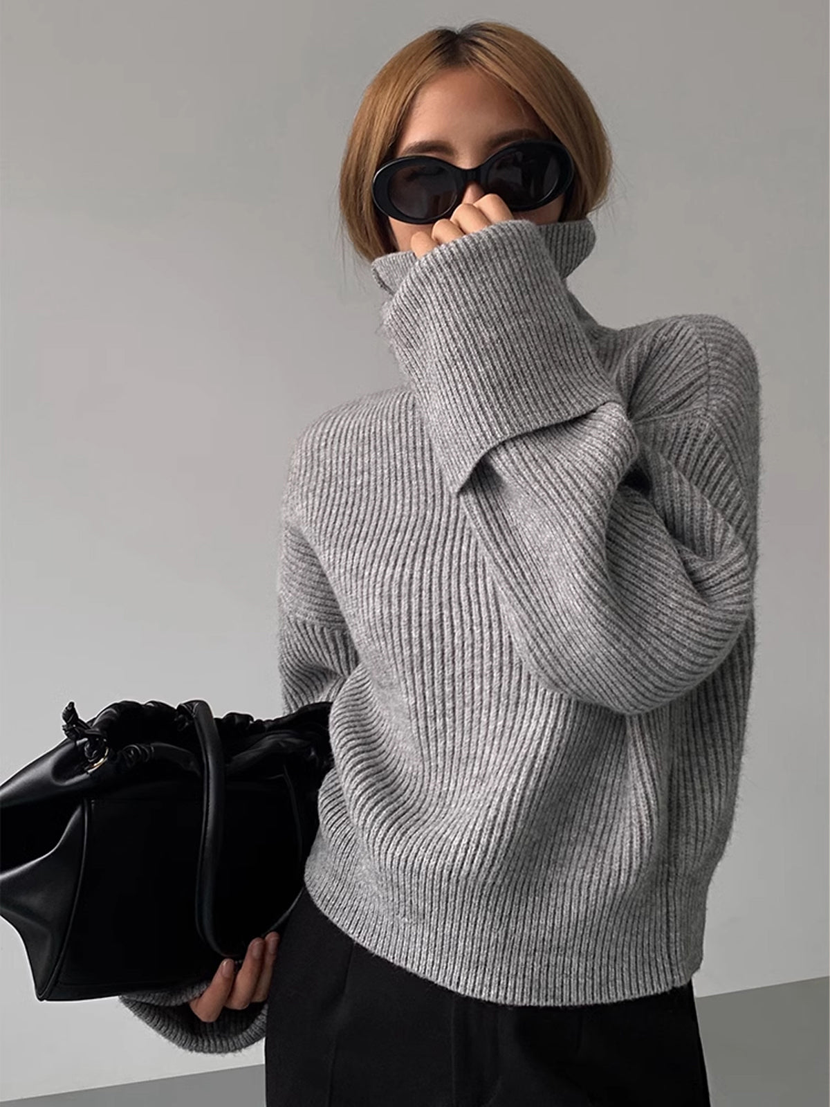 Turtleneck Ribbed Warm Sweater