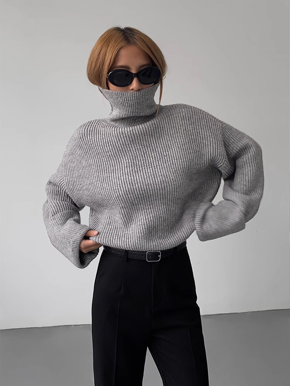 Turtleneck Ribbed Warm Sweater