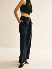 Versatile Pinstripe Wide-Leg Pants