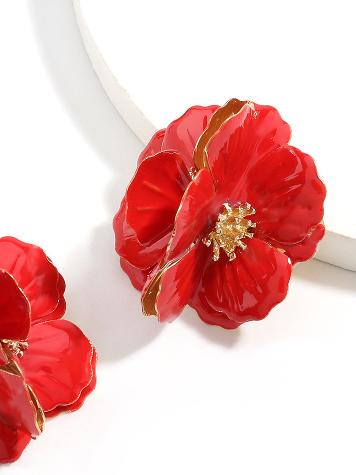 Elegant 3D Begonia Flower Earrings