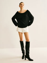 Ribbed Bow Loose Sweater