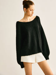 Ribbed Bow Loose Sweater