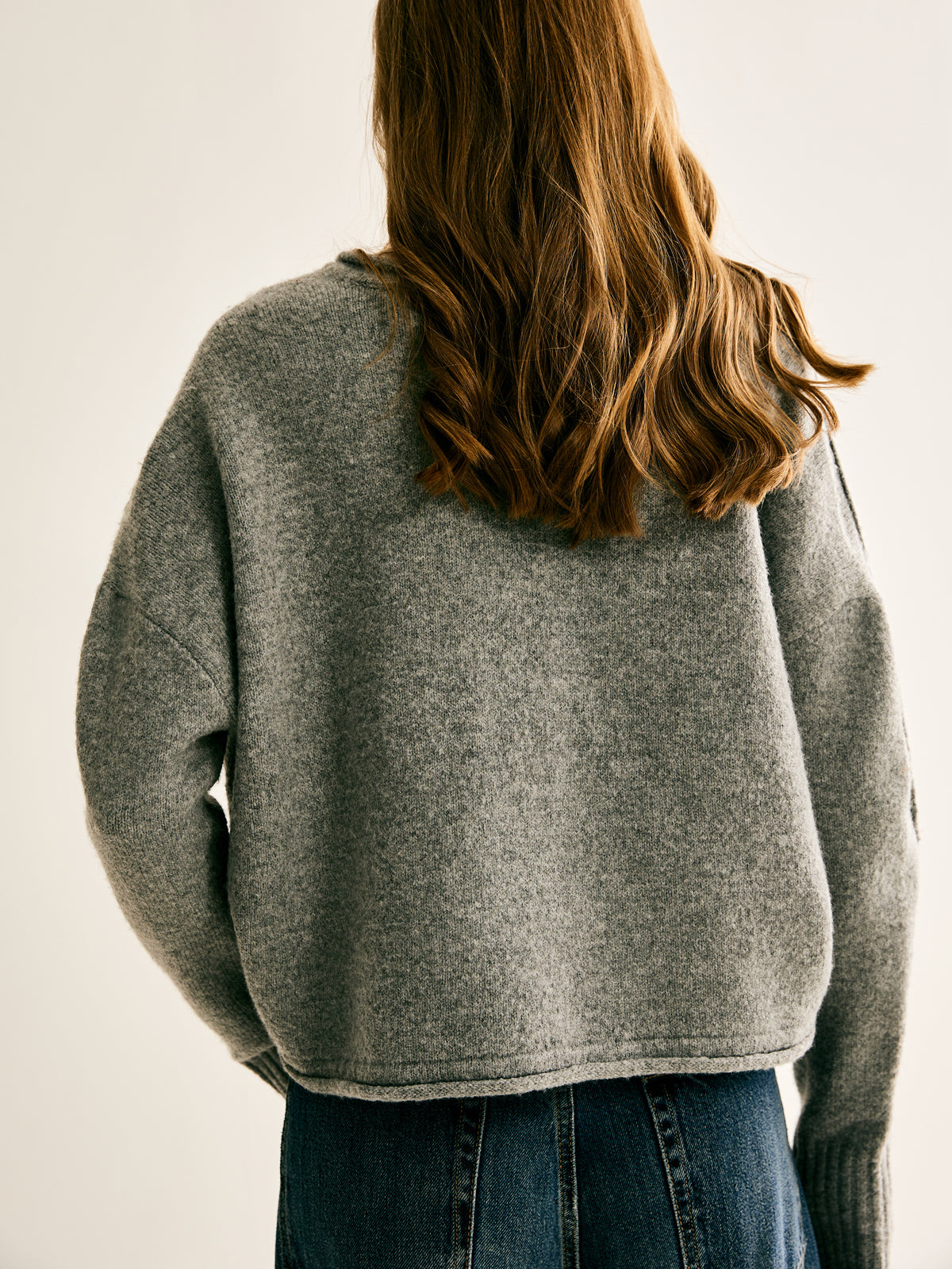 Plain V-Neck Shift Sweater