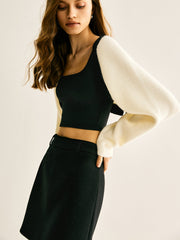 Contrast Trim Shrug Crop Cardigan