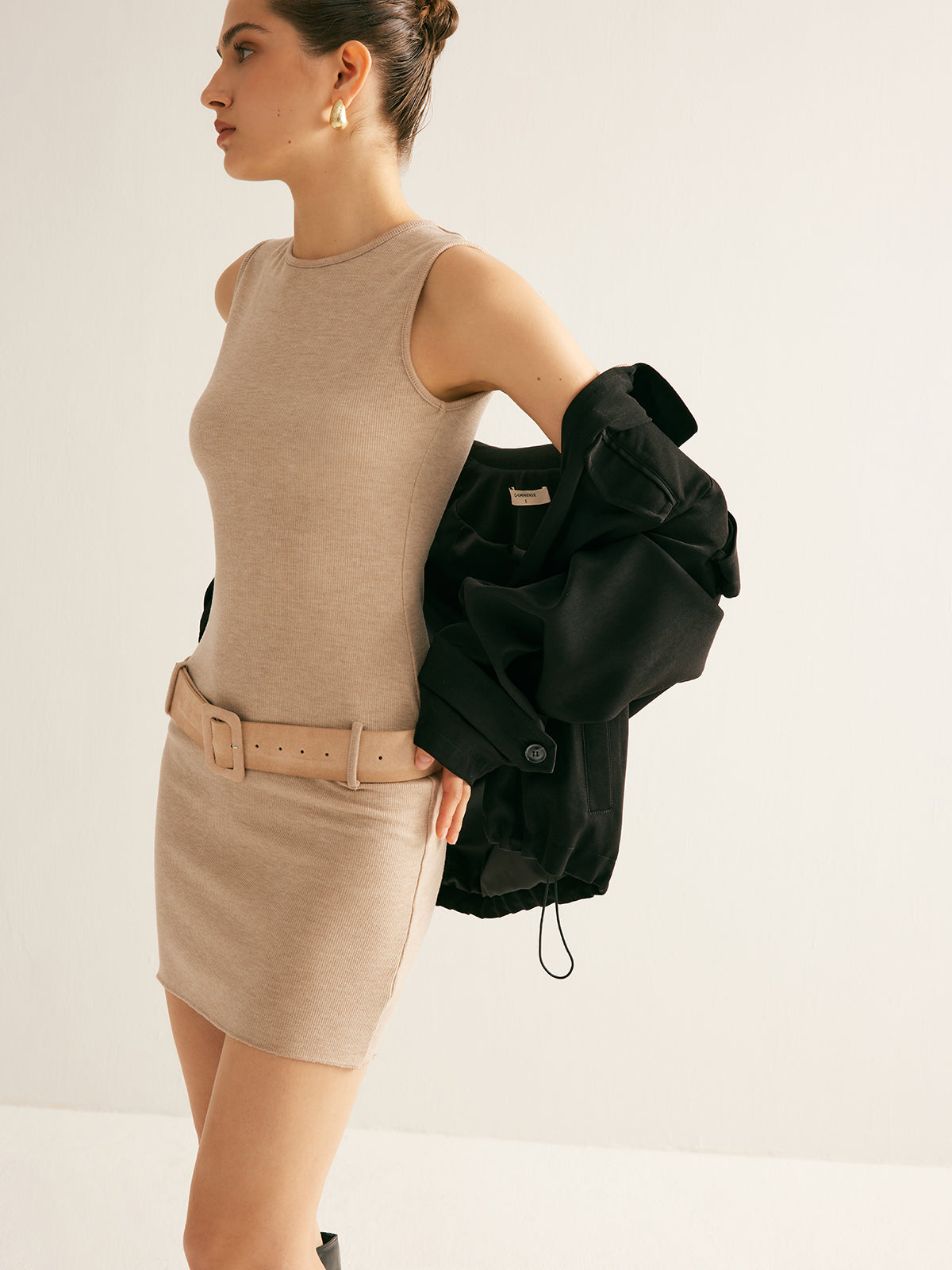 Belted Slim Knit Tank Dress