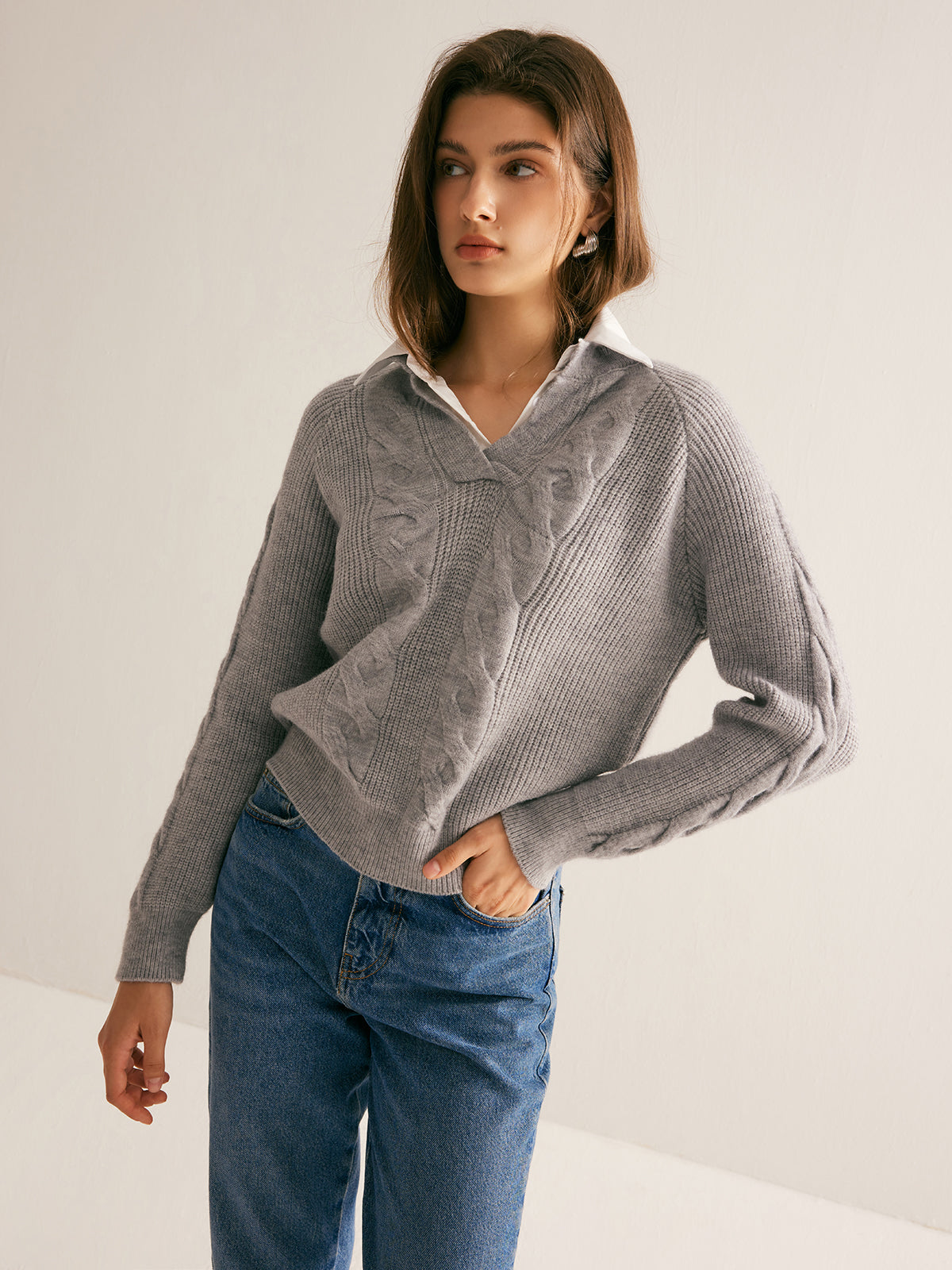 2 in 1 Soft Lapel Sweater