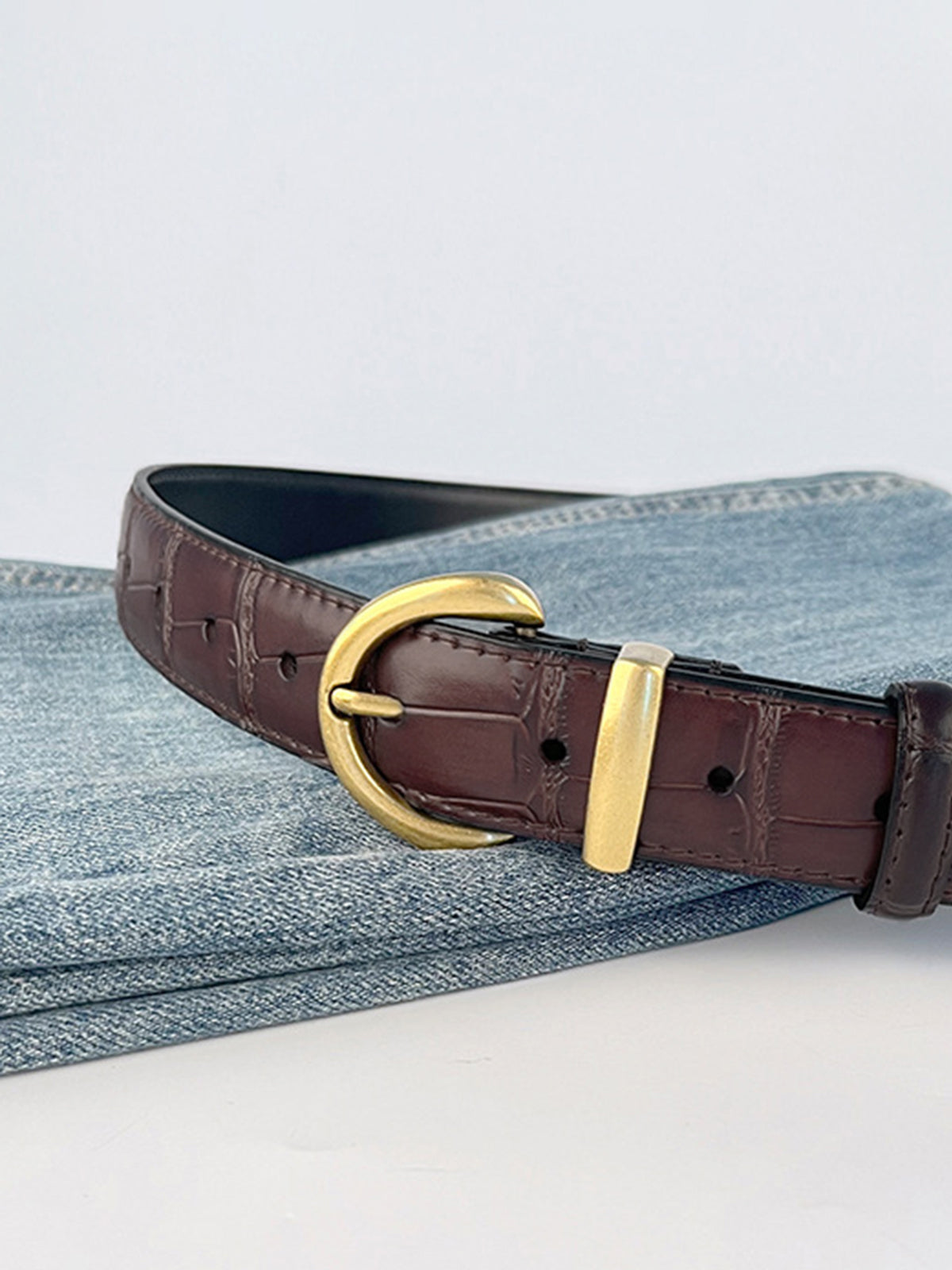 Vintage Crocodile Pattern Buckle Belt