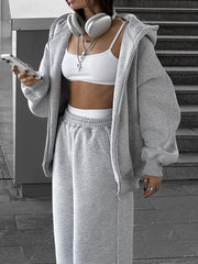 Athleisure Hooded Elastic Waist Pants Set