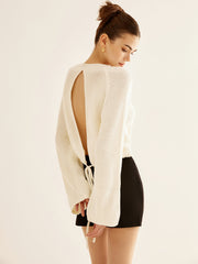 Backless Tie Back Sweater