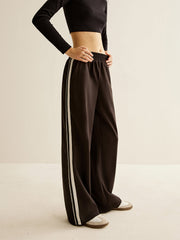 Contrast Striped Elastic Waist Pants