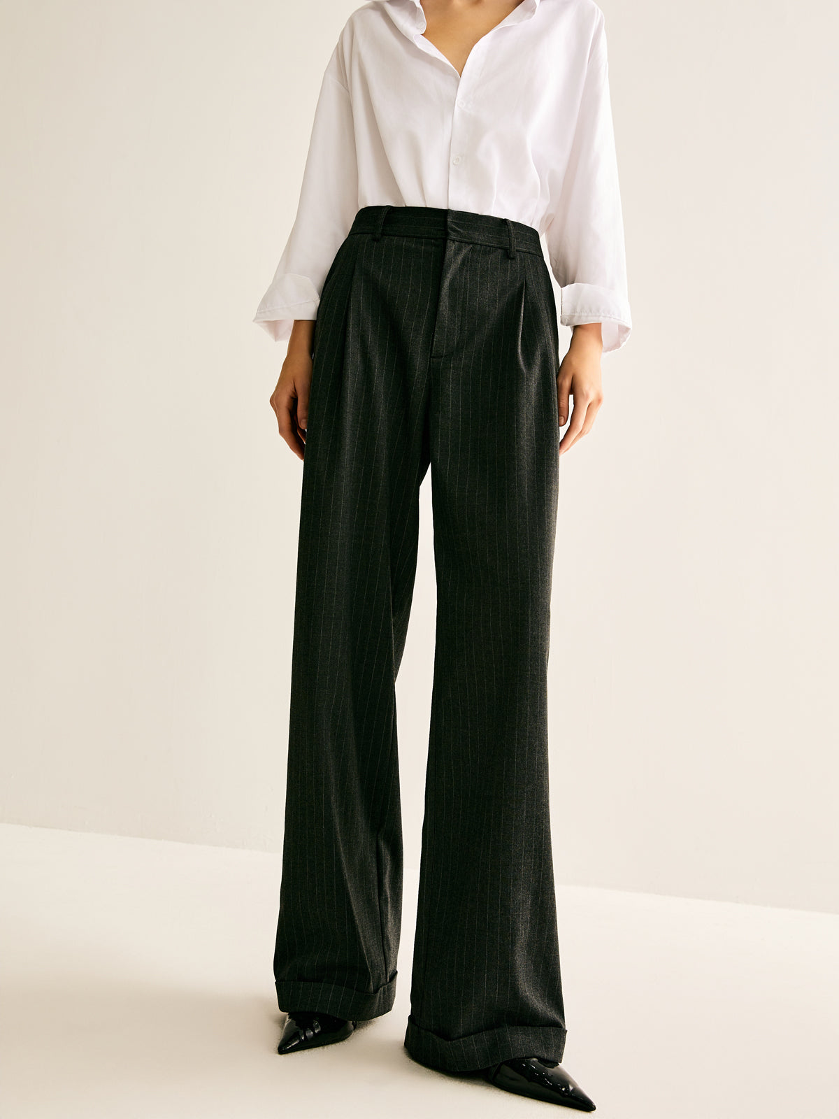 Pinstripe Drape Pants