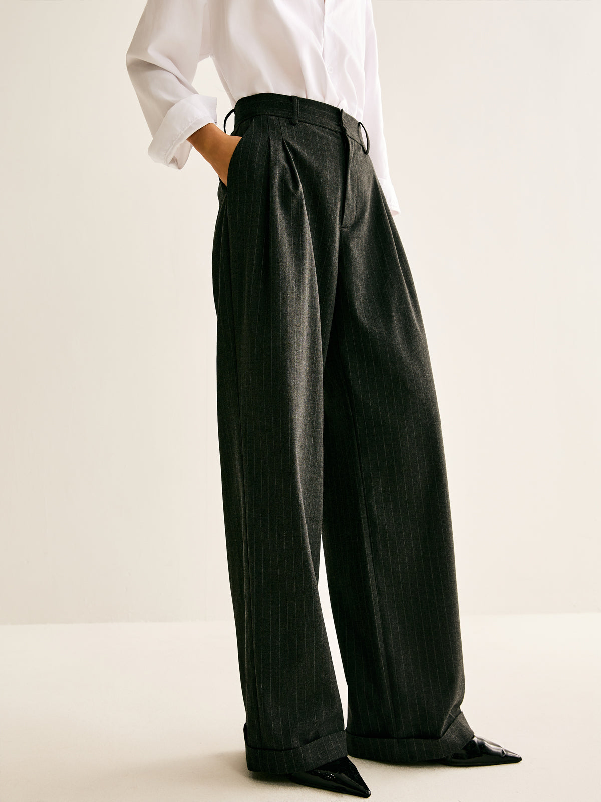 Pinstripe Drape Pants