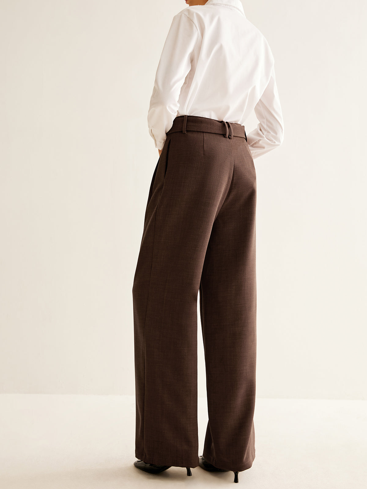 High-Waist Belted Wide-Leg Pants