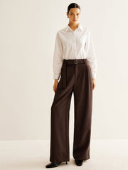 High-Waist Belted Wide-Leg Pants