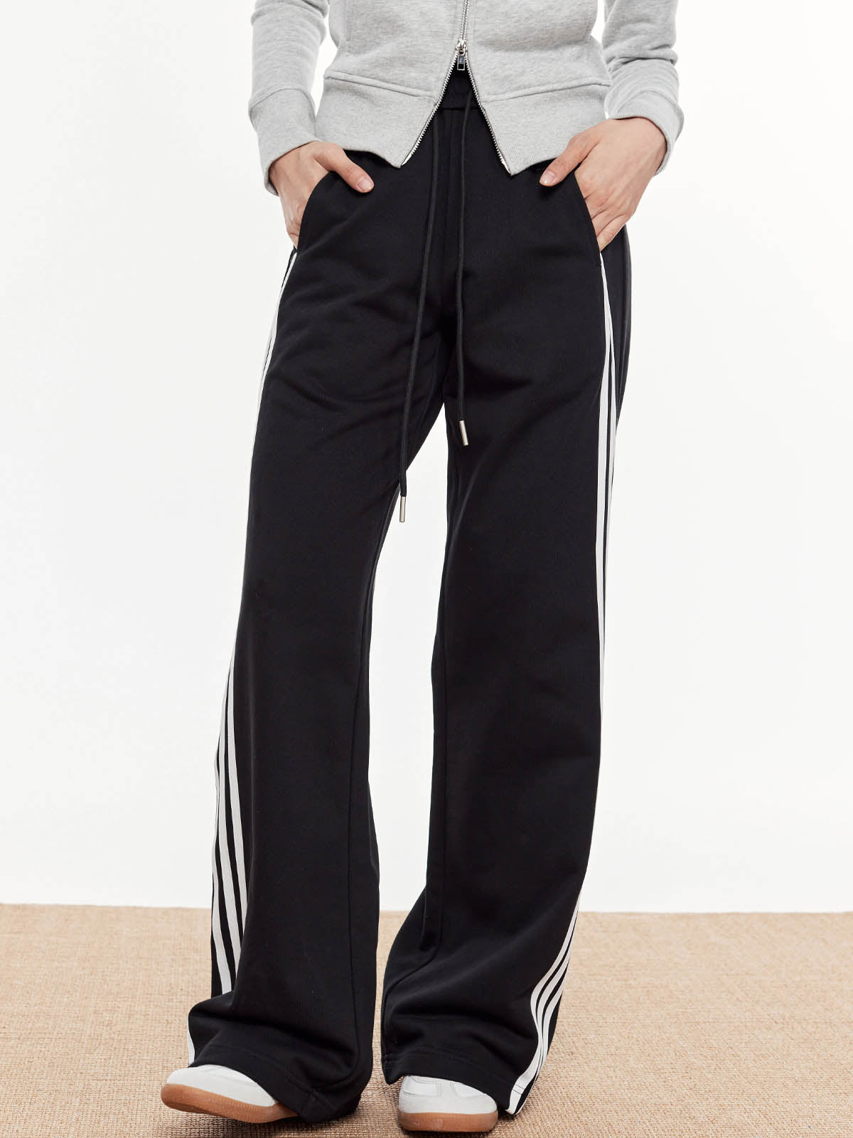 Striped Patchwork Elastic Waist Pants