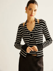 Ribbed Contrast Striped Sweater Co-ord