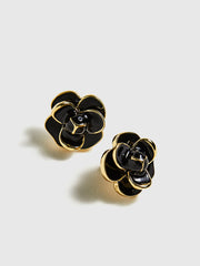 Vintage Camellia Flower Stud Earrings