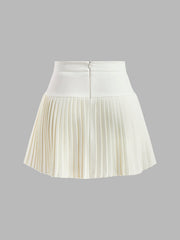 Metal Letter Pleated Mini Skirt