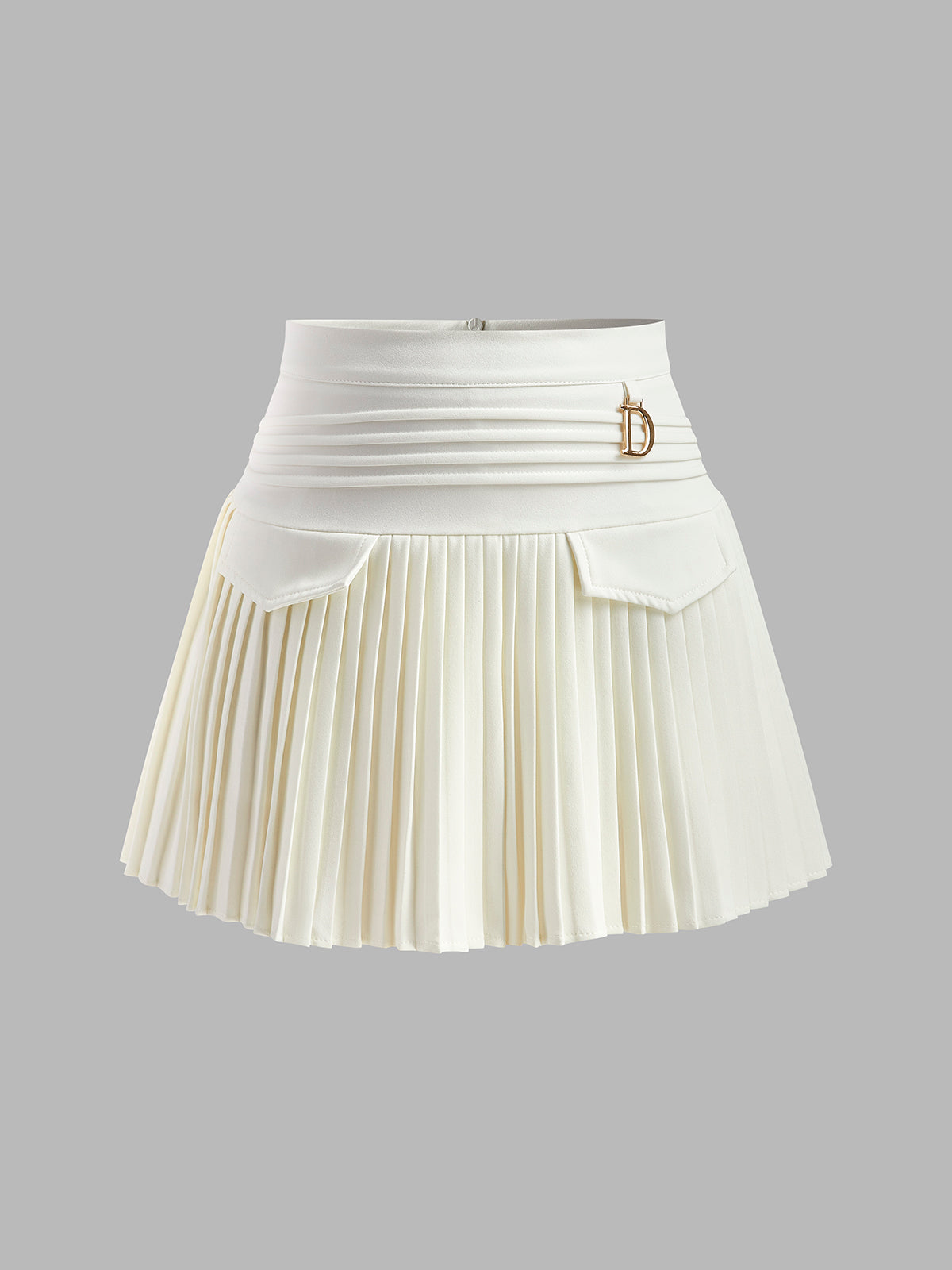 Metal Letter Pleated Mini Skirt