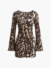 Leopard Printed Open Back Tie Dress