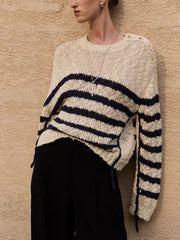 Striped Hollow Pullover Sweater