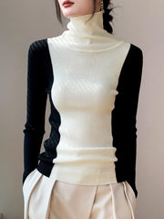 Turtleneck Color Block Sweater