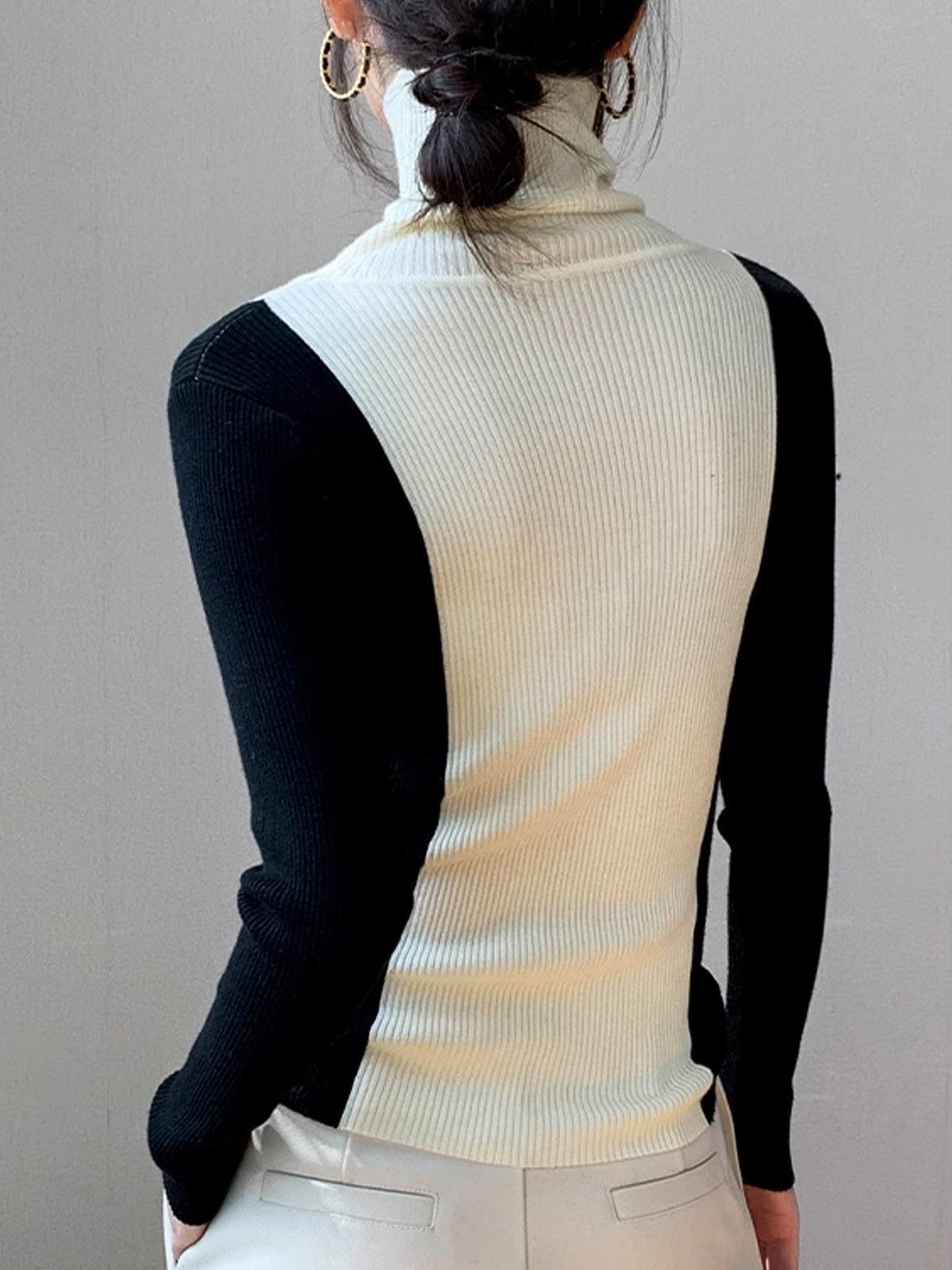 Turtleneck Color Block Sweater