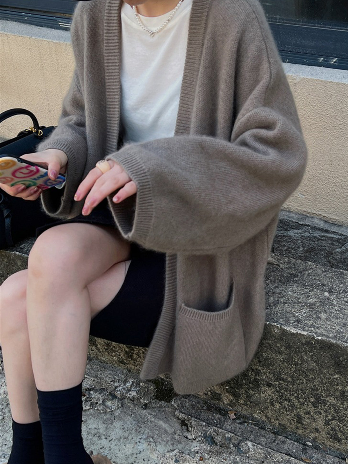 Versatile Pockets Oversized Cardigan