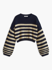 Contrast Binding Striped Sweater