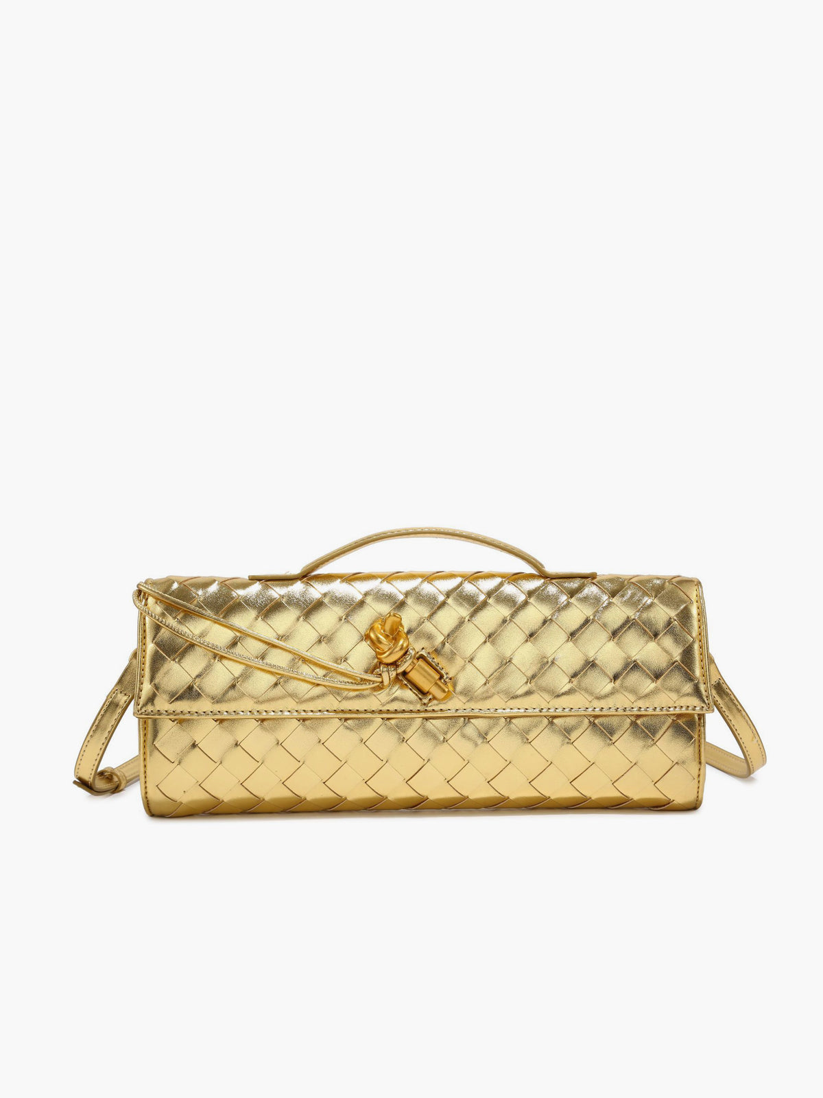 Two Way Woven Flap Clutch Shoulder Bag