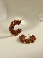 Retro Woven Hoop Stud Earrings