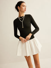 Two-Tone Panel Slim Dress