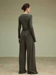 Pleated Draped Jersey Pants