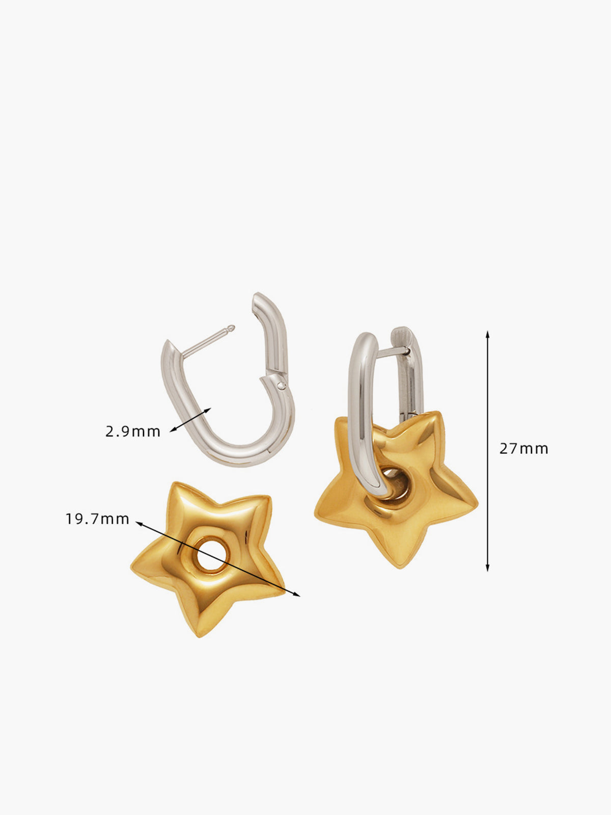 U-Shape Star Drop Earrings