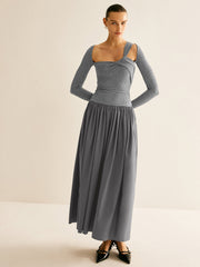 Asymmetrical Chic Panel Pleated Dress