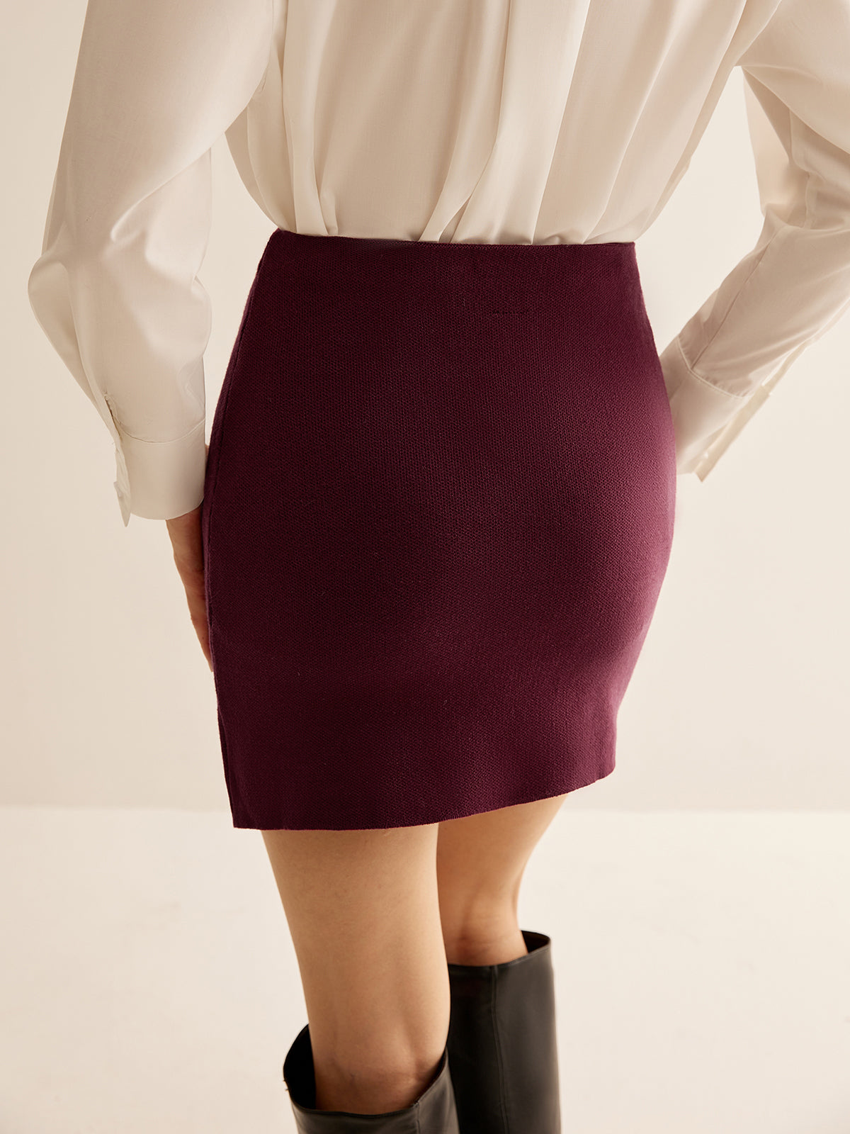 Minimalist Slim Sweater Mini Skirt