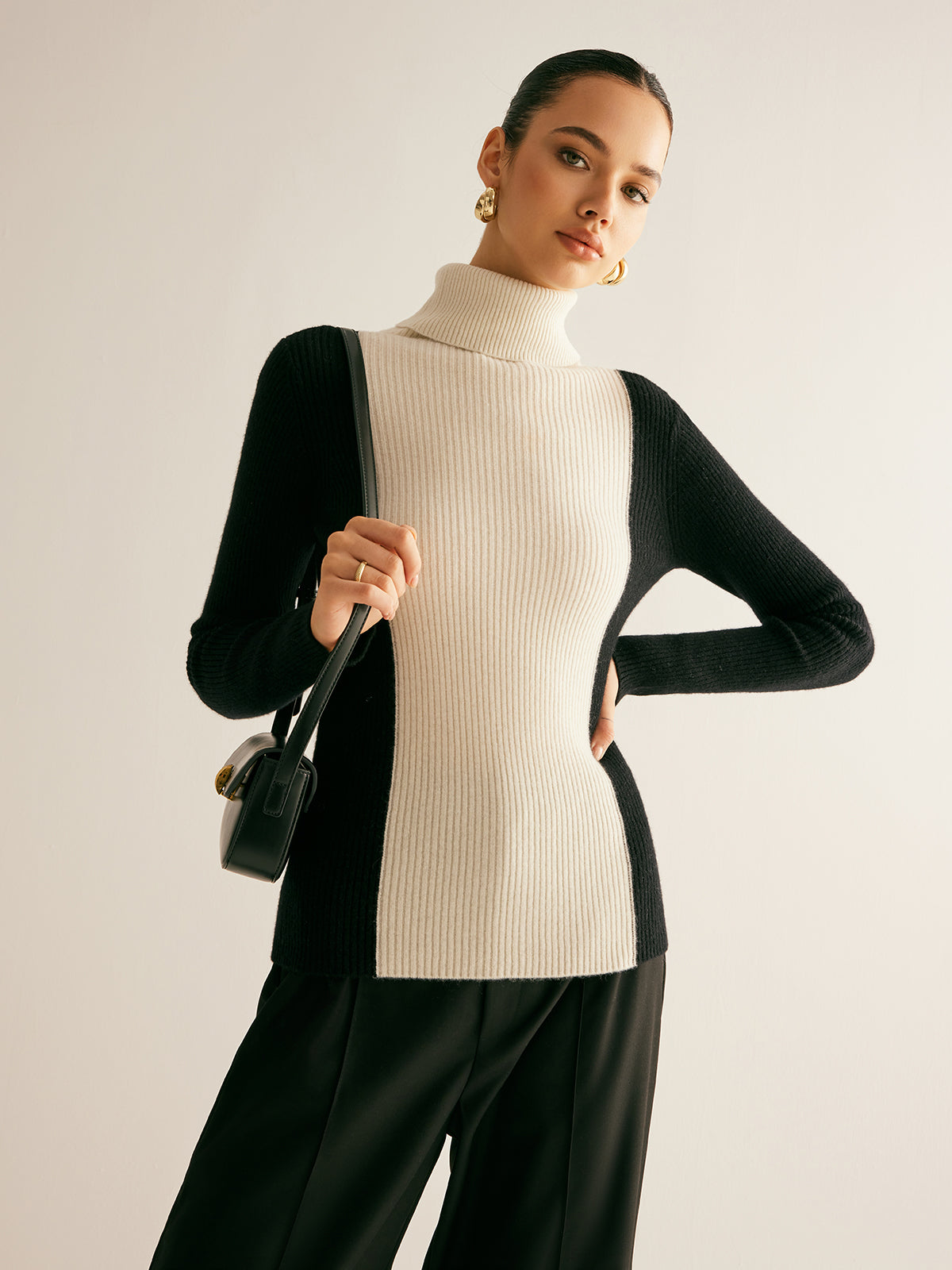 Turtleneck Color Block Sweater