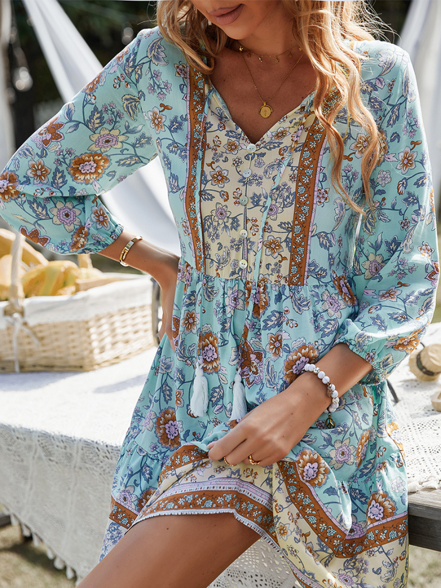 RINA BOHO DRESS - BLUE