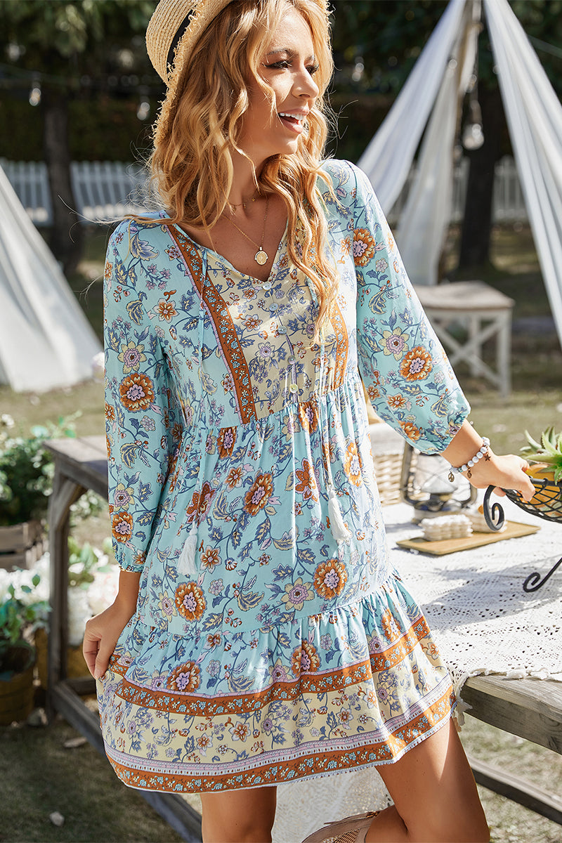 RINA BOHO DRESS - BLUE