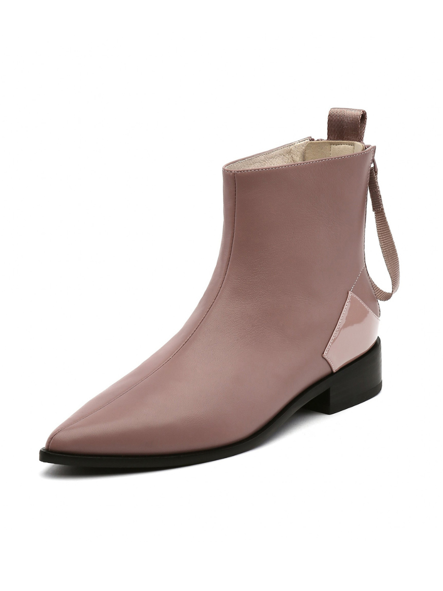 JADY ROSE | MAUVE BACK-ZIP LEATHER ANKLE BOOT